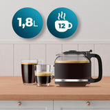 Cecotec Coffee 66 Grind & Drop Essential cafetera de goteo. 1086 W, Molinillo de Cuchillas, Hasta 12 Tazas, Tecnología Extreme Aroma, Digital, Acero Inoxidable, Apagado Automático.