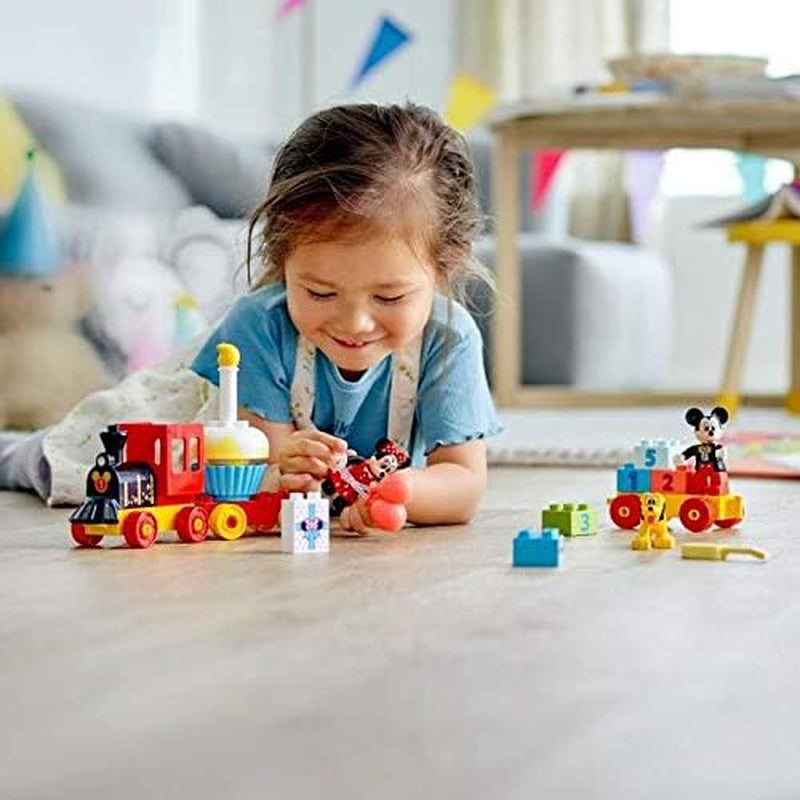 LEGO 10941 DUPLO Disney Tren de cumpleaños de Mickey y Minnie, tren de juguete con tarta y globos, regalo para niños a partir de 2 años Juegos de construcción Besuche den LEGO-Store