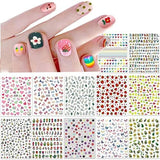 Lindas pegatinas de uñas para niños 20 hojas 3D pegatinas de uñas que brillan en la oscuridad flores coloridas decoraciones de uñas pegatinas autoadhesivas accesorios de decoración DIY