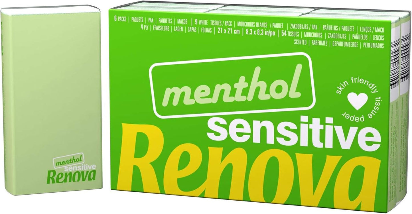 Pocket Tissues Renova SENSITIVE MENTHOL 6 Pack Regular Blanco 1 pieza (Paquete de 6)