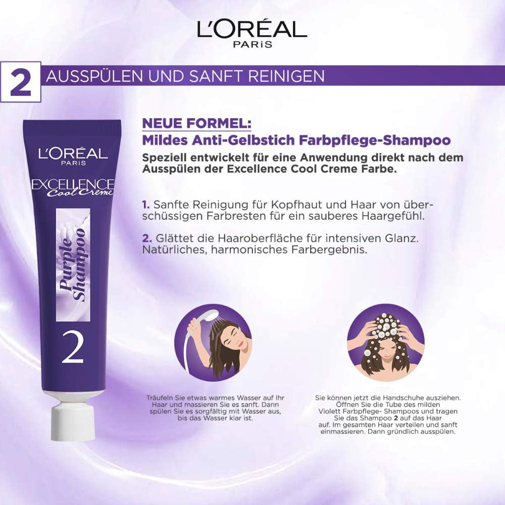 L'Oréal Paris Tinte permanente para el cabello con resultado de color ultrafrío, cobertura 100% de las canas, set con colorante, champú y crema de cuidado, Excellence Cool Creme, N° 7.11 Rubio medio ultrafrío (Blond) Tinte para el cabello Naty Shop