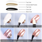 GZMAYUEN Chrom Pulver para uñas 6 colores espejo cromo uñas polvo pigmento polvo uñas arte