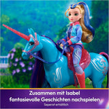 Unicorn River Unicorn Academy - Unicornio Isabel original de 28 cm de alto de la serie de Netflix, con melena y cola reales, brida, silla y cepillo extraíbles, para niños a partir de 4 años