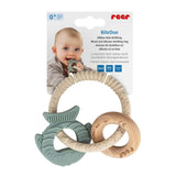 reer BiteDuo | Mordedor de madera de silicona para bebé | Ayuda para la dentición | juguete motorizado