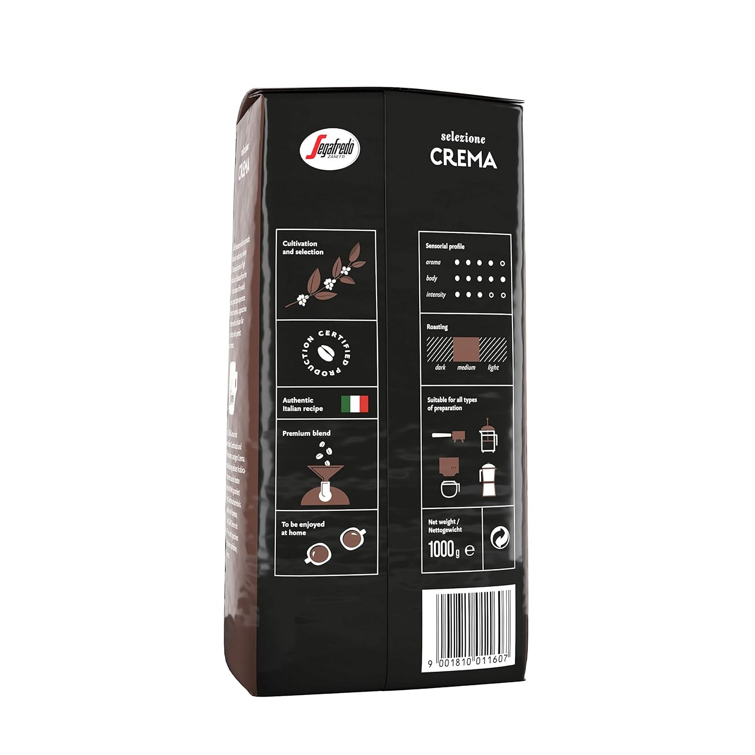Frijoles Crema Segafredo Zanetti Selezione, paquete de 6 (1 x 1 kg)