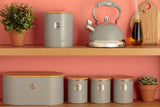 Colección LIVING, tarro de galletas con tapa | gris pastel | Caja de almacenamiento para galletas de 3,4 l | tarro de galletas de acero con tapa | Tarros herméticos de bambú con tapa Naty Shop Cajas de almacenamiento de alimentos