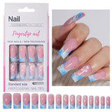 30 uñas postizas francesas – Pegamento en uñas artificiales – Uñas de gel suave para mujer – Uñas adhesivas acrílicas manicura cuadrada (rosa francés)