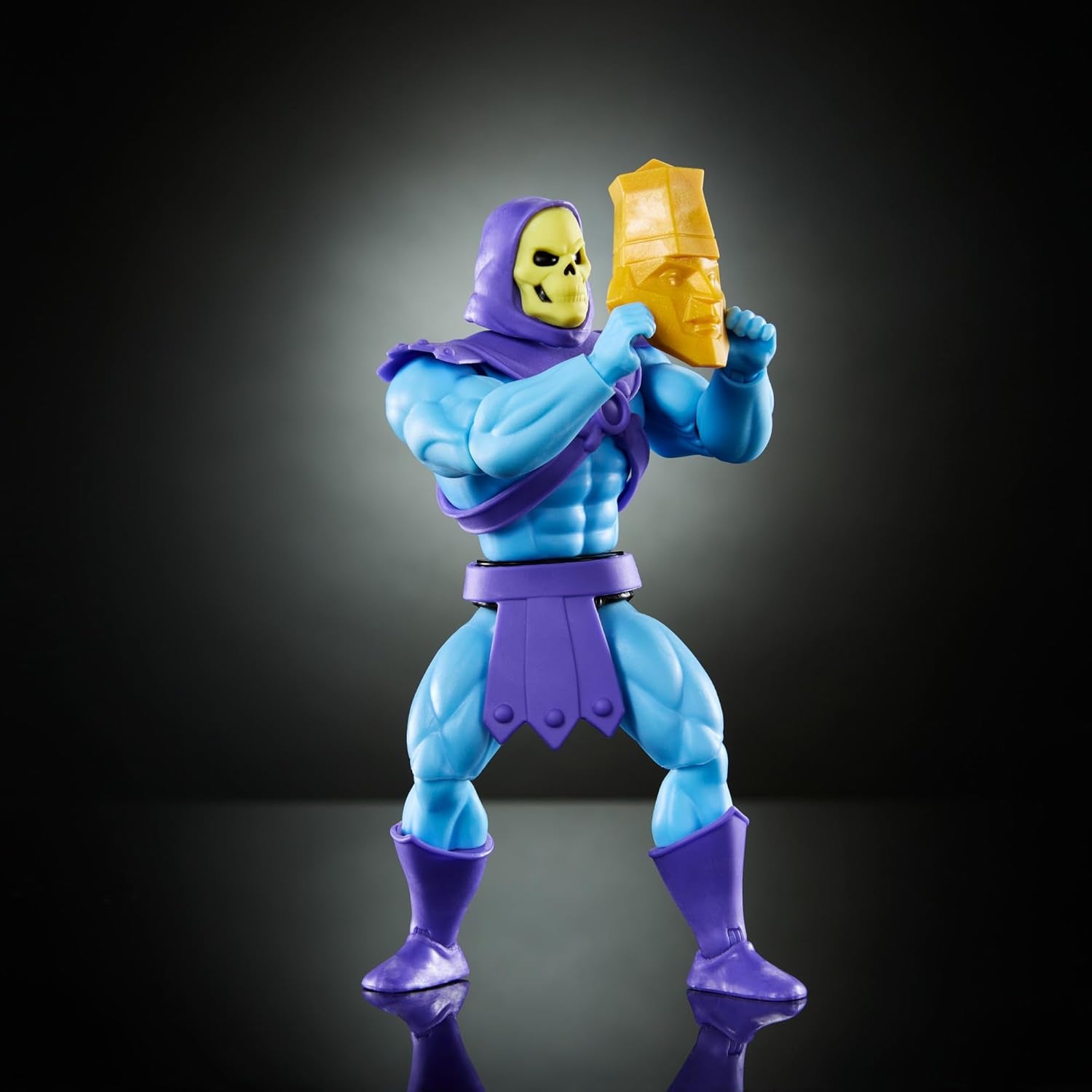 Juguete Masters of the Universe Origins, figura de Skeletor de la colección de dibujos animados, villano de aprox. 14 cm con armadura, bastón, espada y 2 máscaras, Figuras de acción HYD24 Naty Shop