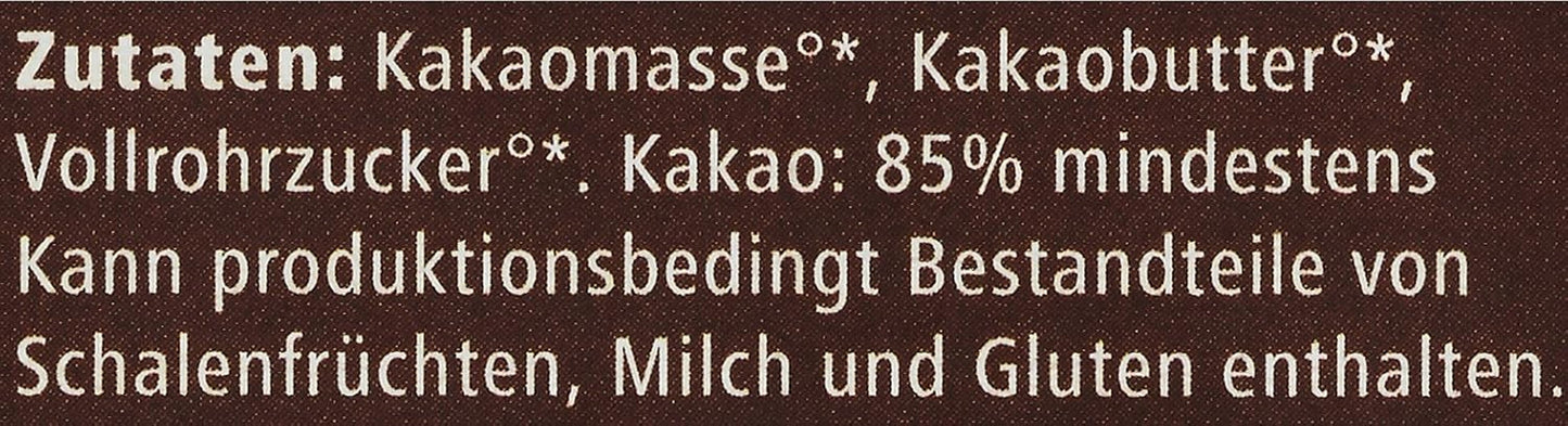 Bitter Grand Noir orgánico, 85%, 100g