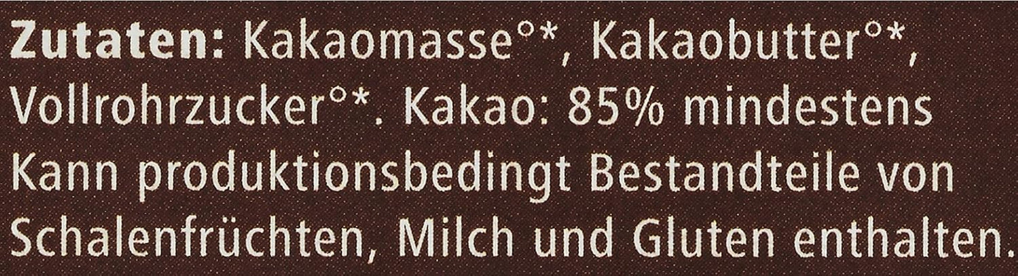 Bitter Grand Noir orgánico, 85%, 100g