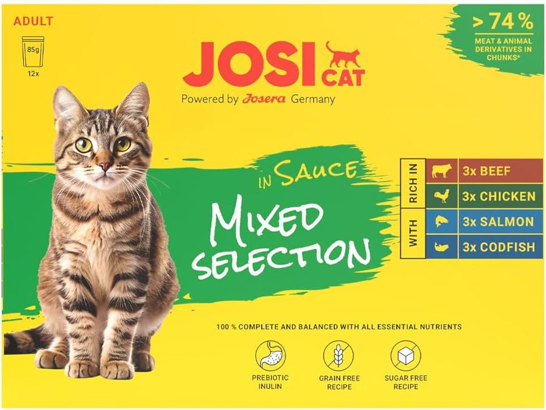 Multipack Selección Mixta en Salsa (12 x 85 g) | Adulto | Comida húmeda premium en salsa para gatos grandes Multipack mito 4 Sorten | Ohne Konservierungsmittel | paquete de 12