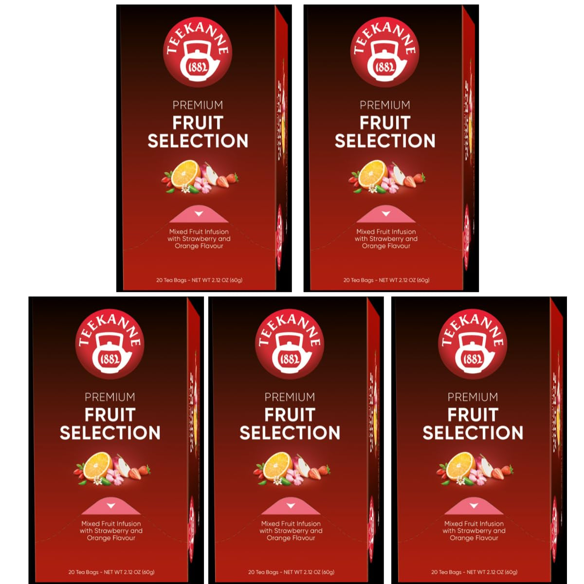 Teekanne Premium Fruit Selection, paquete de 5 (5 x 20 bolsitas de té), 5 x 60 g