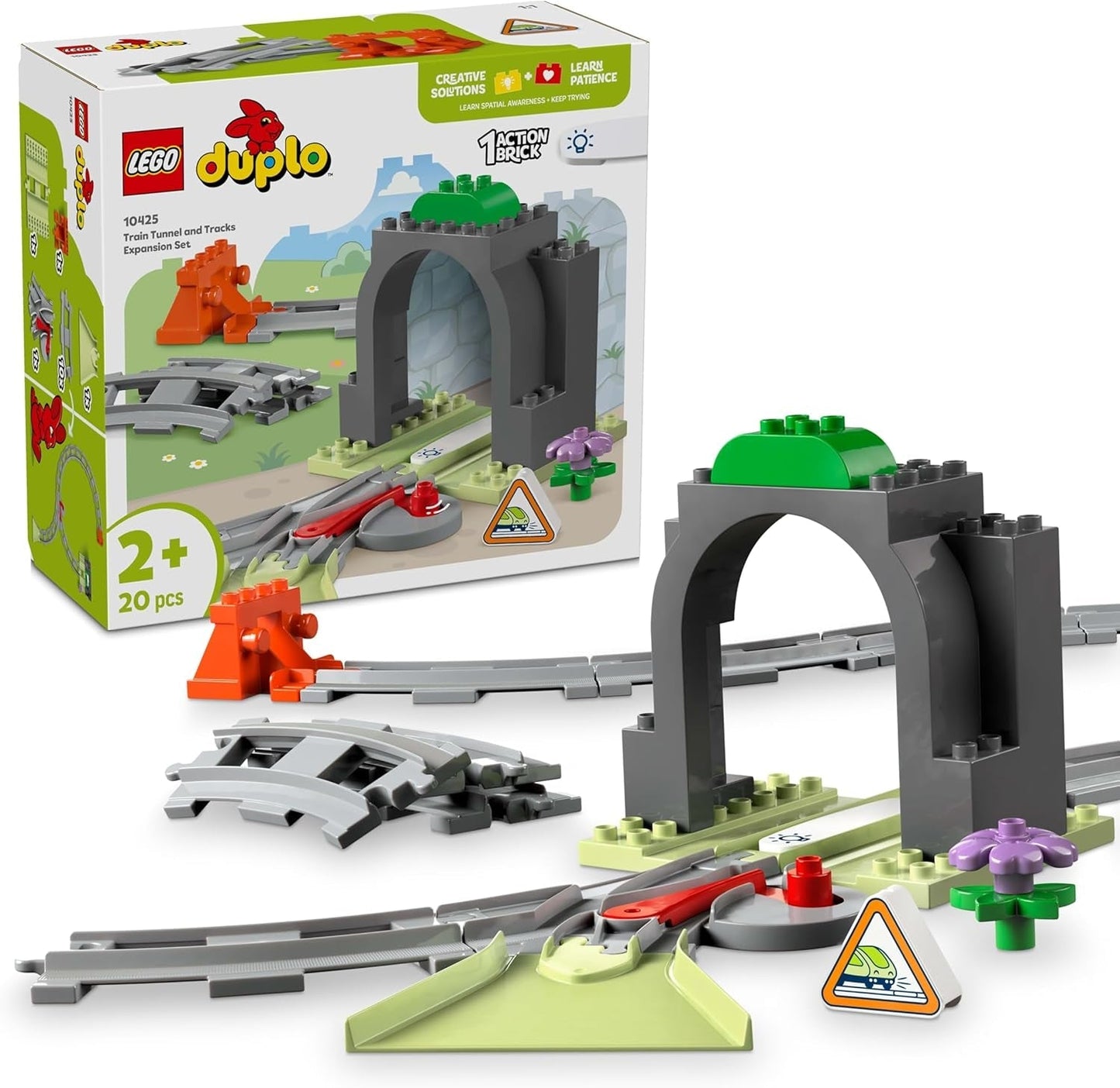 LEGO DUPLO Town Túnel y vías del ferrocarril - Set de expansión, regalo para niños pequeños, fomenta la destreza, juego para fanáticos de los vehículos de 2 años, juguete de aprendizaje creativo 10425 Juegos de construcción Besuche den LEGO-Store Default Title