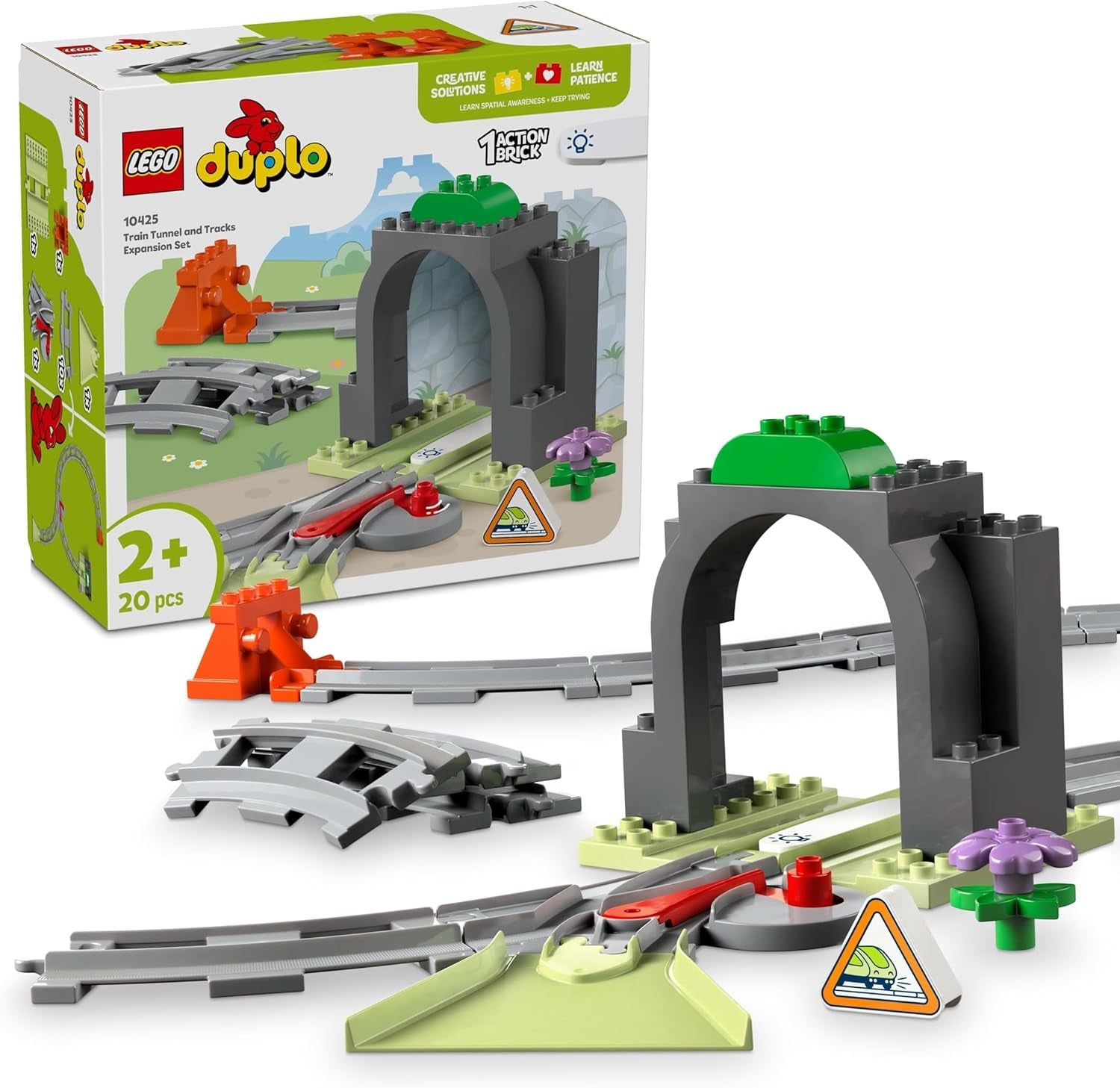 LEGO DUPLO Town Túnel y vías del ferrocarril - Set de expansión, regalo para niños pequeños, fomenta la destreza, juego para fanáticos de los vehículos de 2 años, juguete de aprendizaje creativo 10425 Juegos de construcción Besuche den LEGO-Store Default Title