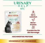 Almo Nature HFC Urinary Help - Nassfutter für Katzen - Unterstützung für die Harnwege - Hühnerbrust & Cranberries - Grado humano, monoproteína, sin gluten - 24x50g