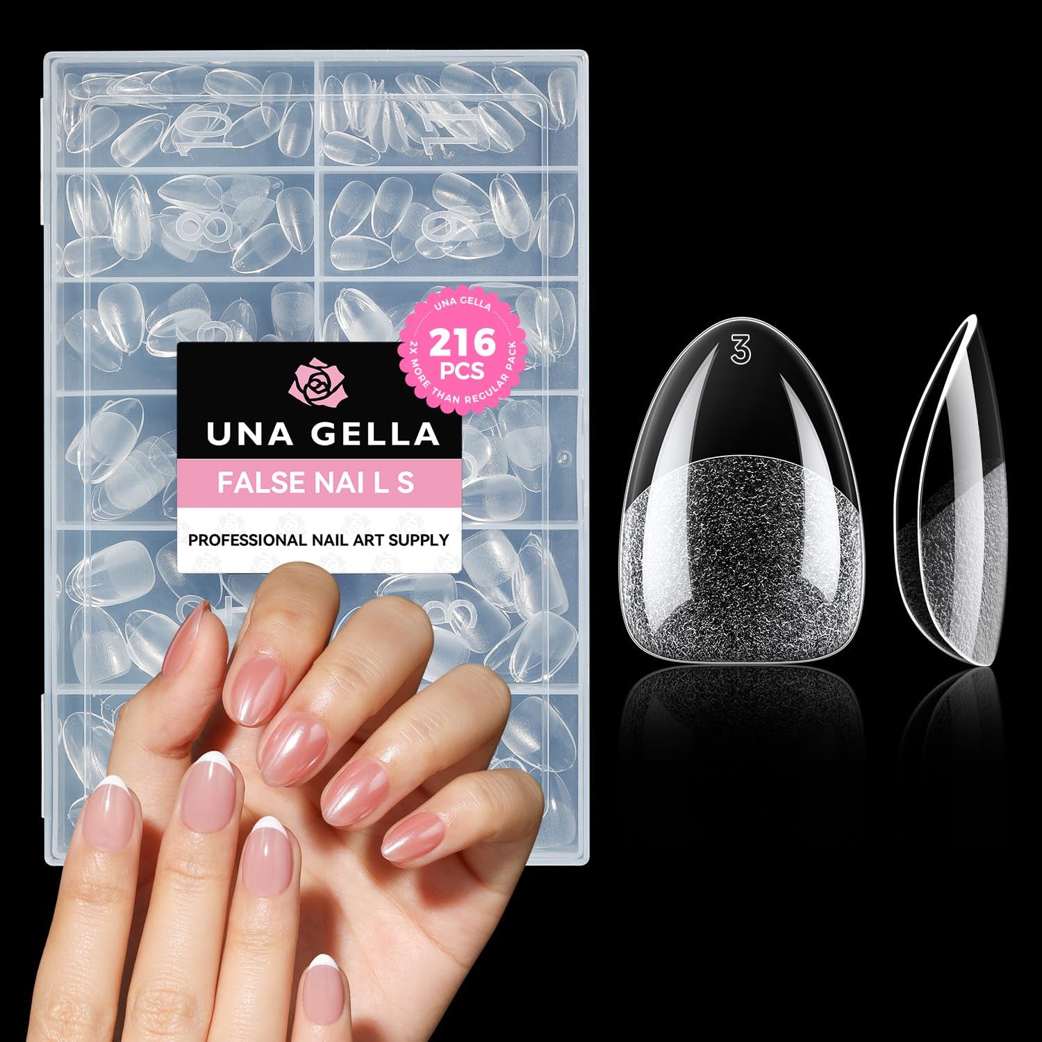 Puntas de uñas de Gel de bailarina, 216 Uds., 12 tamaños, puntas de uñas de Gel suave, juego de extensiones de uñas de cobertura completa, arte semimate DIY para el hogar