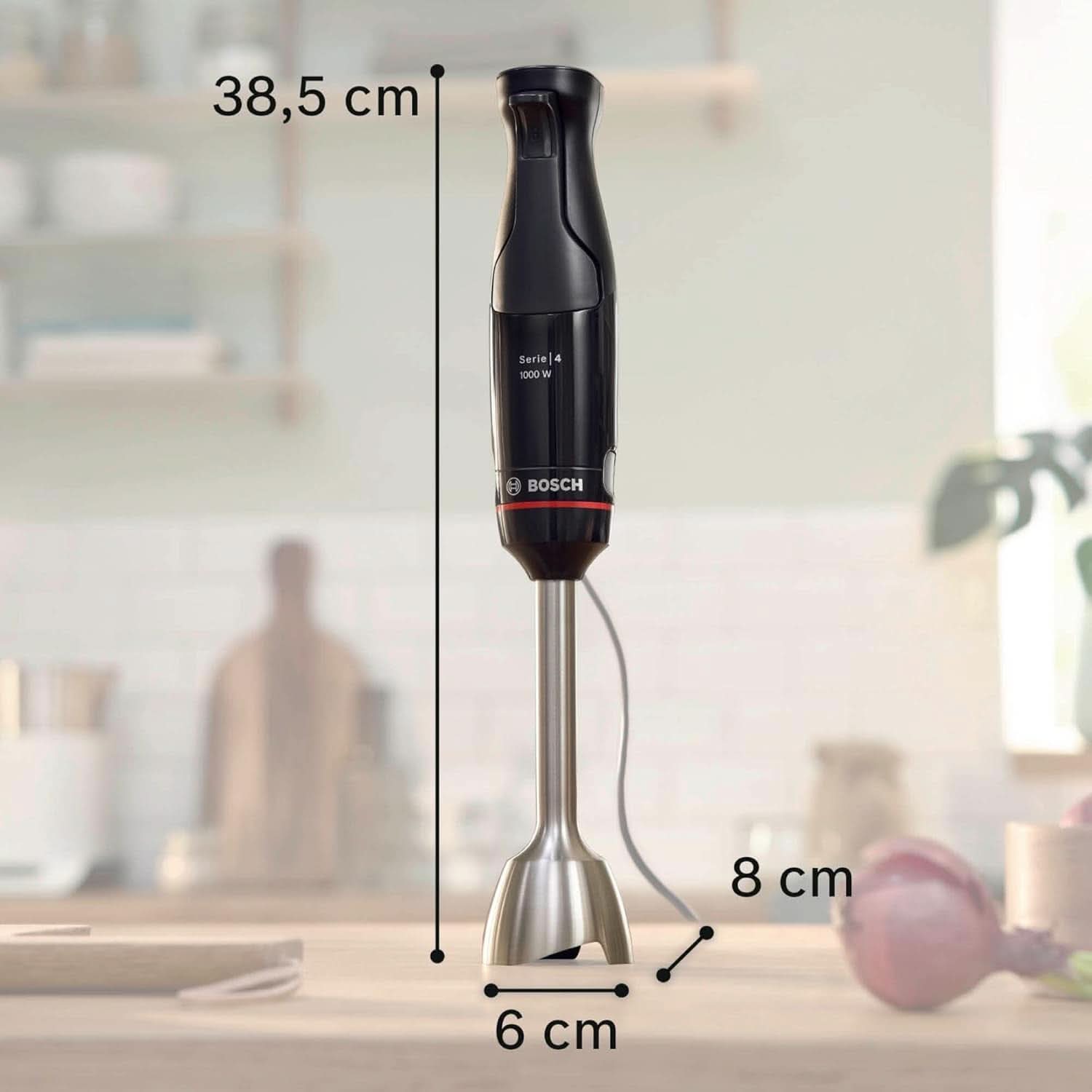 Bosch Stabmixer Ergomaster Serie 4, 1000 Watt, Edelstahl-Mixstab, Zerkleinerer, Mix-/Messbecher, Schwarz Kitchen Naty Shop