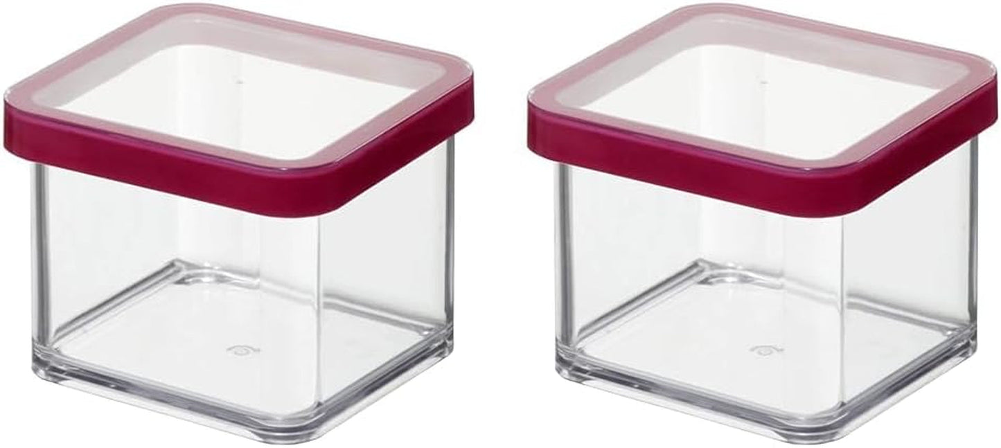 Rotho Loft Juego de 5 Botes de Conservación con Tapa, Varios Tamaños, Plástico de Calidad Alimentaria (PP) Sin BPA, Transparente/Rojo, (21,4 x 21,4 x 23,5 cm) Naty Shop Cajas de Conservación de Alimentos 0,5 L Cuadradas (Pack de 2)