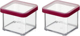 Rotho Loft Juego de 5 Botes de Conservación con Tapa, Varios Tamaños, Plástico de Calidad Alimentaria (PP) Sin BPA, Transparente/Rojo, (21,4 x 21,4 x 23,5 cm) Naty Shop Cajas de Conservación de Alimentos 0,5 L Cuadradas (Pack de 2)