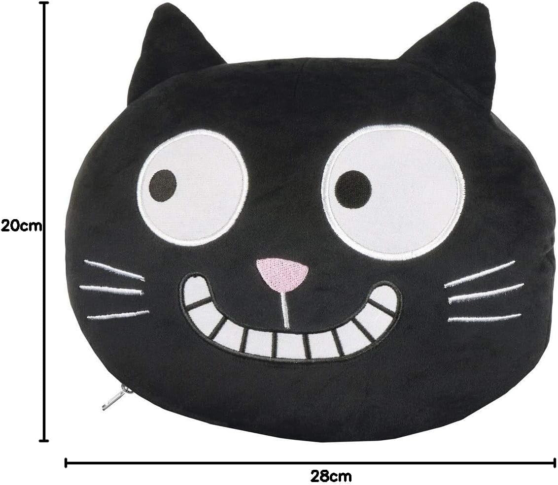 Almohada para el cuello de Moisés. Ed, el gato | Almohada 2 en 1 para cuello y cabeza para viajes | Almohada de viaje para gatos, 28 cm, Negro