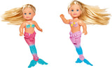 Simba 105733424 - Evi Love The Little Mermaid, surtido de 2 formas, solo se entregará UN artículo, Evi como sirena, aleta de cola móvil, con caballito de mar, muñeca de moda de 12 cm, edades 3+