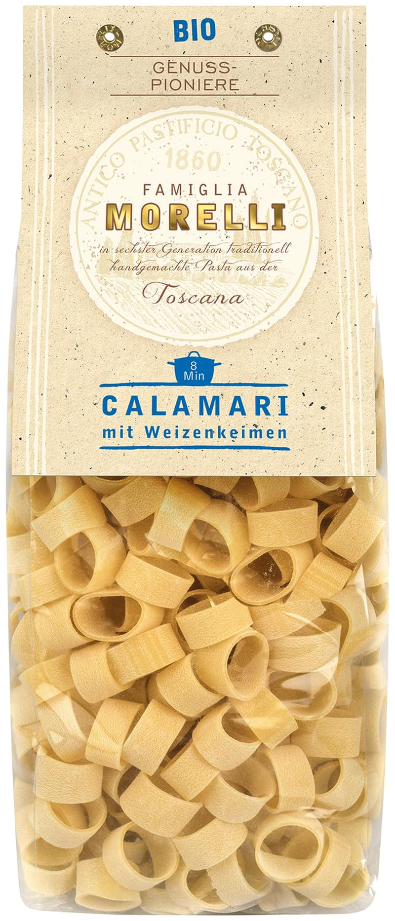 BioGourmet Pappardelle con Germen de Trigo - Pasta Ancha Orgánica para Guisos y Salsas - con Extra Nutrientes | 500 g Orgánico y Vegano