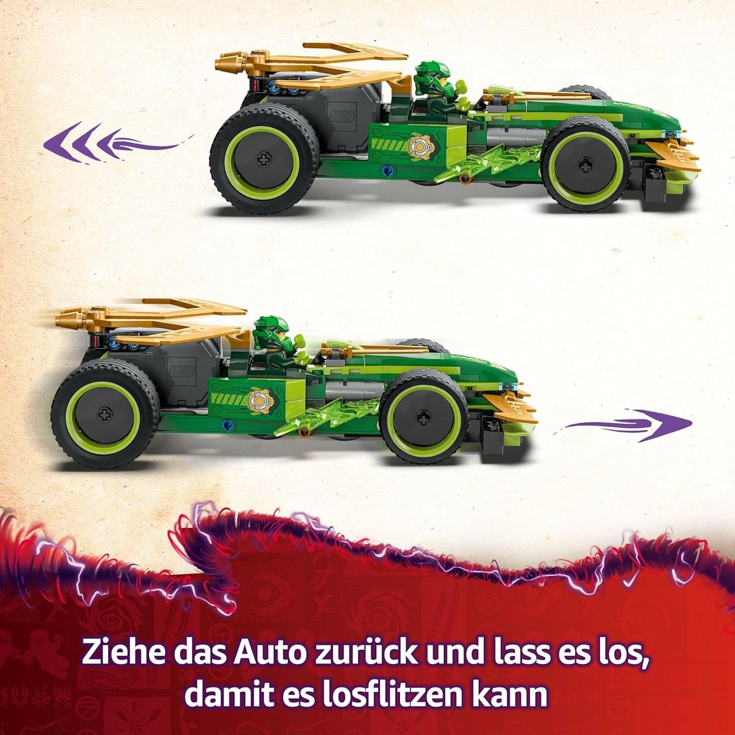LEGO NINJAGO Lloyd's Action Speedster - Coche de construcción de juguete con 2 minifiguras para juegos de rol, coche de juguete de construcción para niños - Regalo para niños y niñas a partir de 7 años 71828 Juegos de construcción Besuche den LEGO-Store