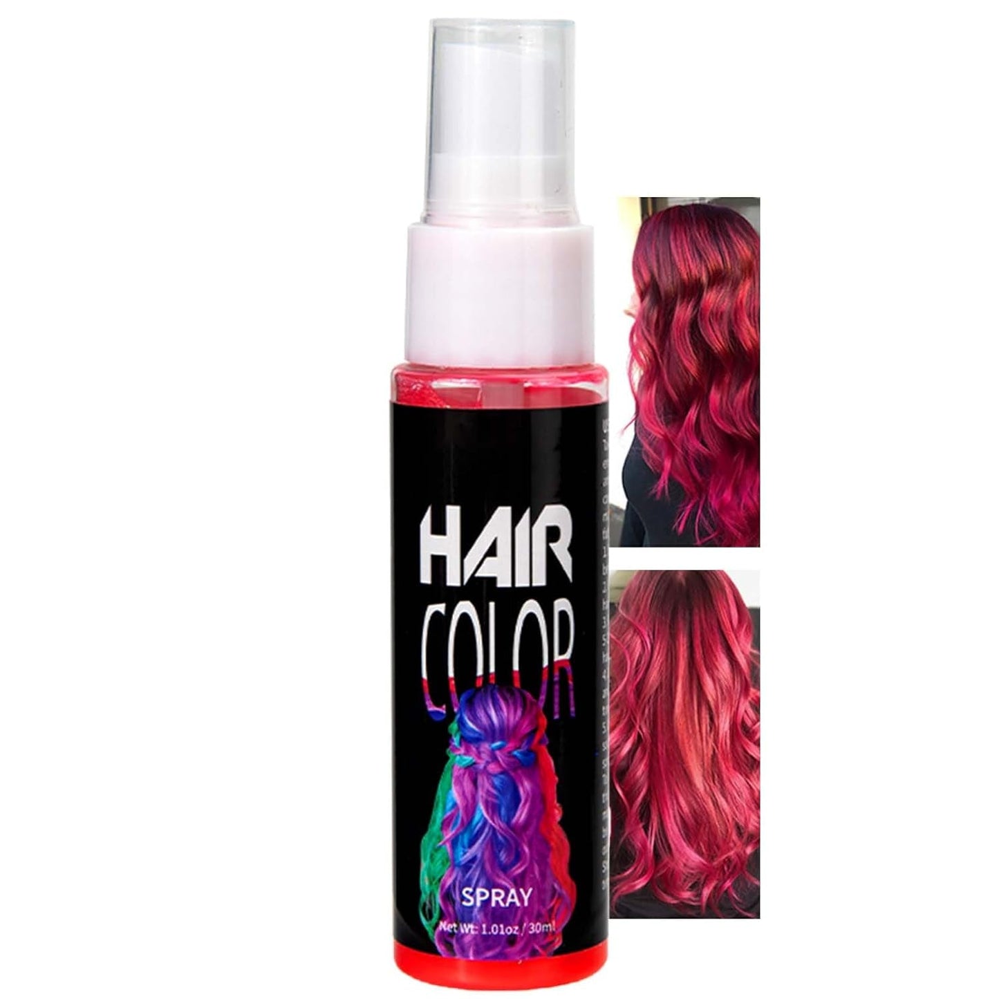 Color en Spray para el Cabello, Tinte Temporal en Spray Rojo, Tinte para el Cabello de Color Rojo, Tinte para el Cabello Lavable, Spray de Color Rojo Vivo, Tinte para el Cabello Instantáneo, Tinte para el Cabello para Carnaval, Halloween, Cosplay, Fiesta Naty Shop Tinte para el Cabello Rojo 30 Ml (1 Paquete)