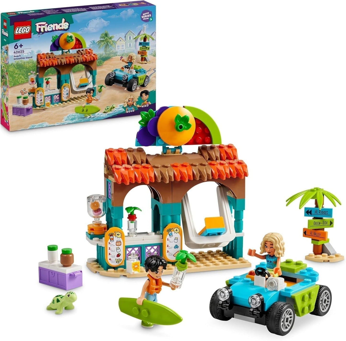 LEGO Friends Puesto de batidos en la playa Juego de rol Idea de regalo para niñas y niños de 6 años con figuras de juego Tortuga y accesorios Juguete de desarrollo social 42625 Juegos de construcción Besuche den LEGO-Store Default Title