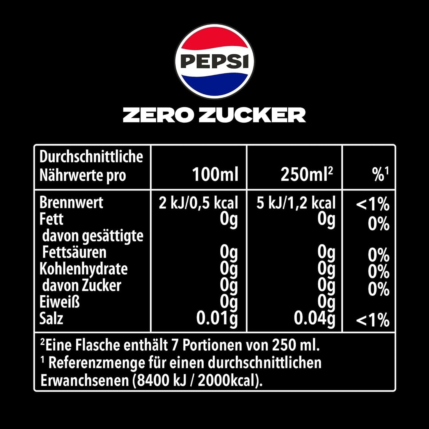 Pepsi Zero Sugar, Refresco sin azúcar de Pepsi, sin calorías, set 6 x 1,75 litros Bebidas sin alcohol Naty Shop