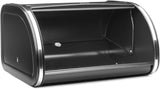 Brabantia Caja de pan para panecillos - Caja de almacenamiento compacta para encimera para pan, bagels y panecillos con tapa plana, acero resistente - tamaño mediano - negro mate Cajas para almacenar alimentos Naty Shop