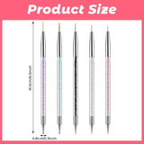 Juego de 5 pinsel para decoración de uñas, herramienta para puntear, Pinsel para Nailart, Nageldesign, bolígrafo para puntear de doble punta, Strass, acrílico profesional, Feinmalerei, diseño de uñas