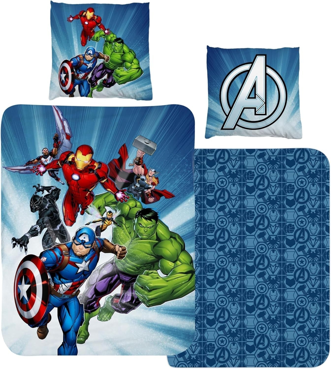 Ropa de cama infantil, varios personajes de dibujos animados, 100% algodón Ropa de cama - infantil Naty Shop Avengers