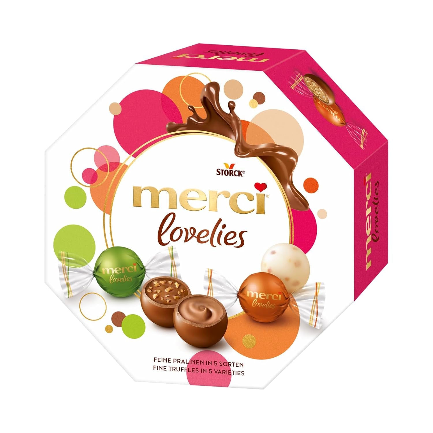 Merci Lovelies Creamy – 185 gramos – Mezcla de praliné con especialidades de chocolate rellenas de Naty Shop
