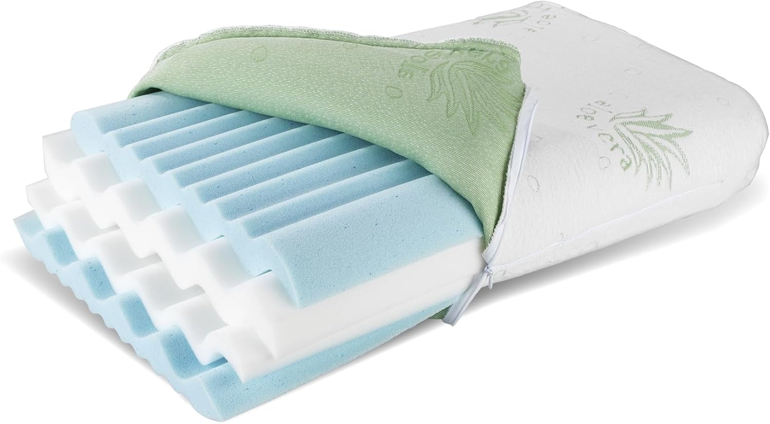 Almohada de soporte para el cuello viscosa Maximex, Almohada de soporte transpirable con relleno de espuma ergonómico, Almohada de soporte para el cuello ajustable en altura y altura para un sueño reparador, Con aloe vera Almohadas estándar Naty Shop