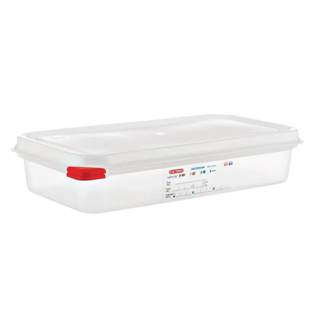 03352 Recipientes de polipropileno con tapa, GN 1/3, 2,5 l, 65 mm, con asa, 4 uds. Cajas de almacenamiento de alimentos Naty Shop Default title