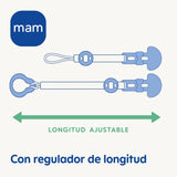 Chupete MAM, apto para todo tipo de chupetes, mordedores y juguetes, longitud regulable, incluye cubretetina, lavable, neutro, 1 unidad, surtido