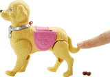 Muñeca Barbie para caminar y ir al baño, muñeca rubia con perro que camina, cuchara para caca, accesorios que incluyen muñeca perro, regalo para niños, juguete a partir de 3 años, DWJ68