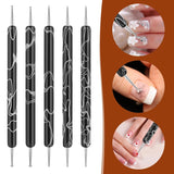 5 piezas Nail Design Dotting Tools Nagelkunst Werkzeug Nagelpunkt Pinsel Punktierung Stift Marbleizing Werkzeug Für Nagelack Maniküre, Schwarz