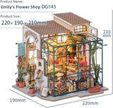 Robotime DG145 Rolife Emily's Flower Shop Casa de Muñecas en Miniatura Fabricada en madera, metal, tela y cartón, Dimensiones: 22 X 15 X 17 Cm, Naty Shop casas de muñecas