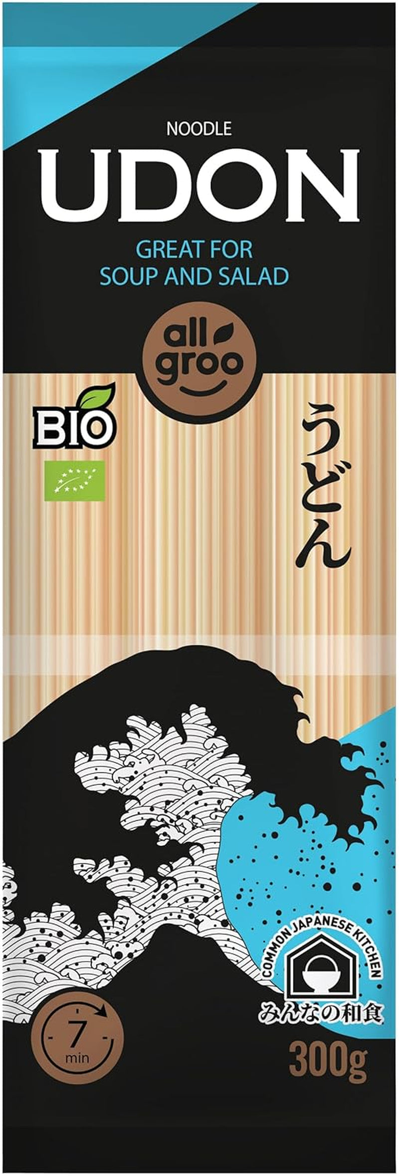 Fideos de trigo orgánicos Allgroo, Udon, CN-BIO-154-1 x 300 g