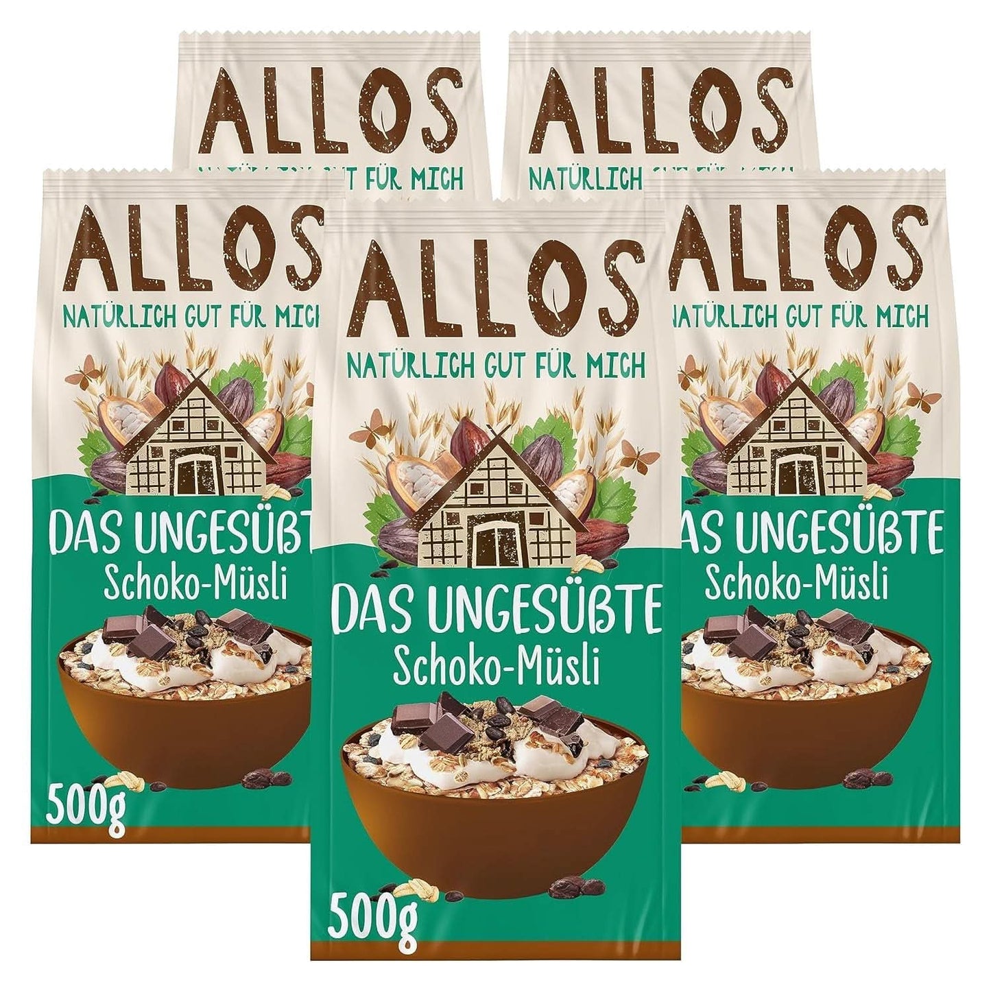 Allos, muesli de frutos rojos sin azúcar, paquete 5 x 500 gramos Cereales Naty Shop Chocolate