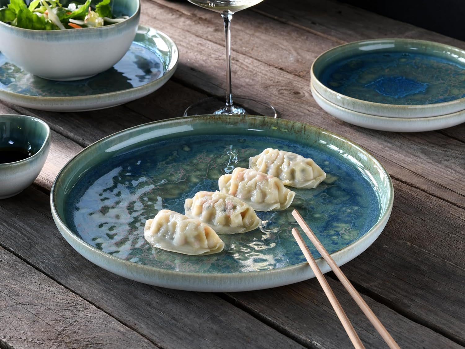 Creatable 22447 Serie Yuki Vajilla para 2 platos de porcelana Apto para lavavajillas y microondas Fabricado en Europa
