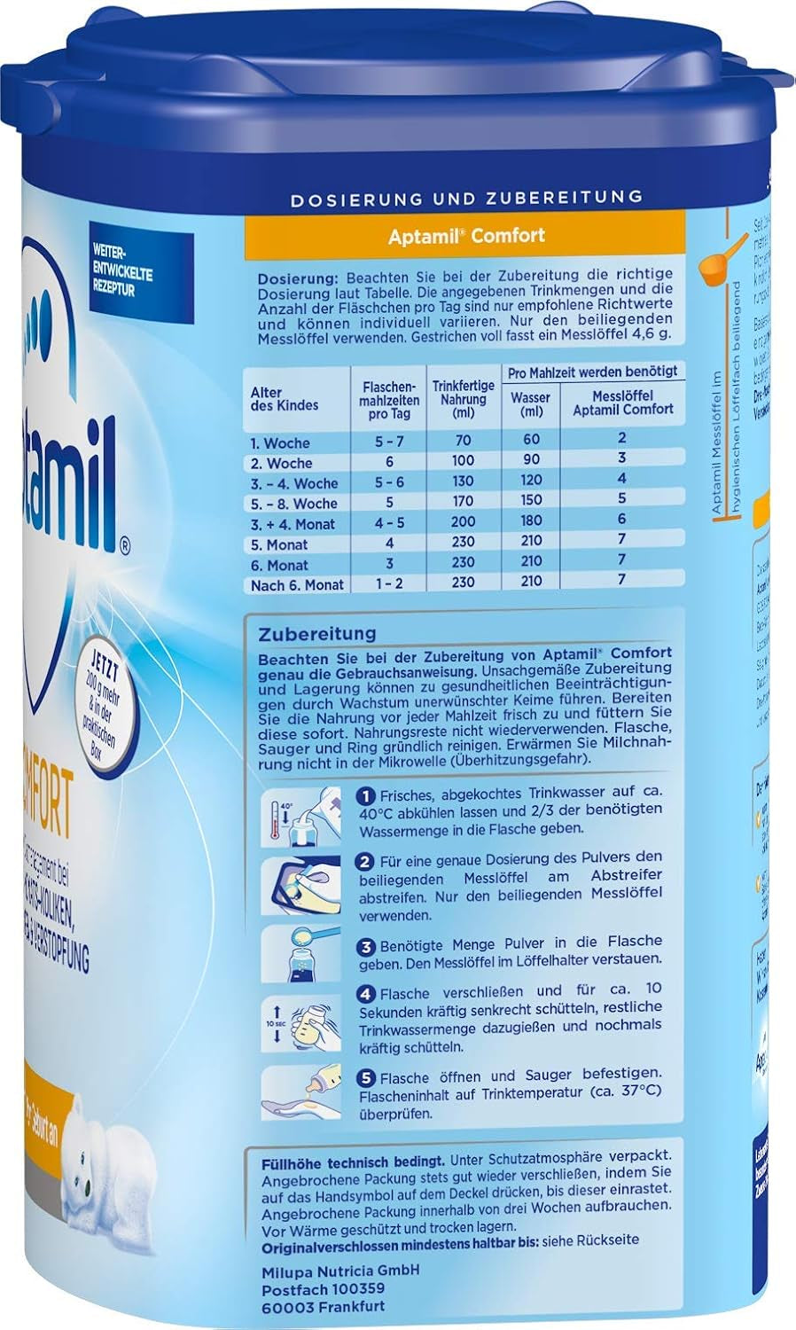 Aptamil Comfort – Alimento especial desde el nacimiento, para cólicos, flatulencias y estreñimiento, 800 gramos Naty Shop