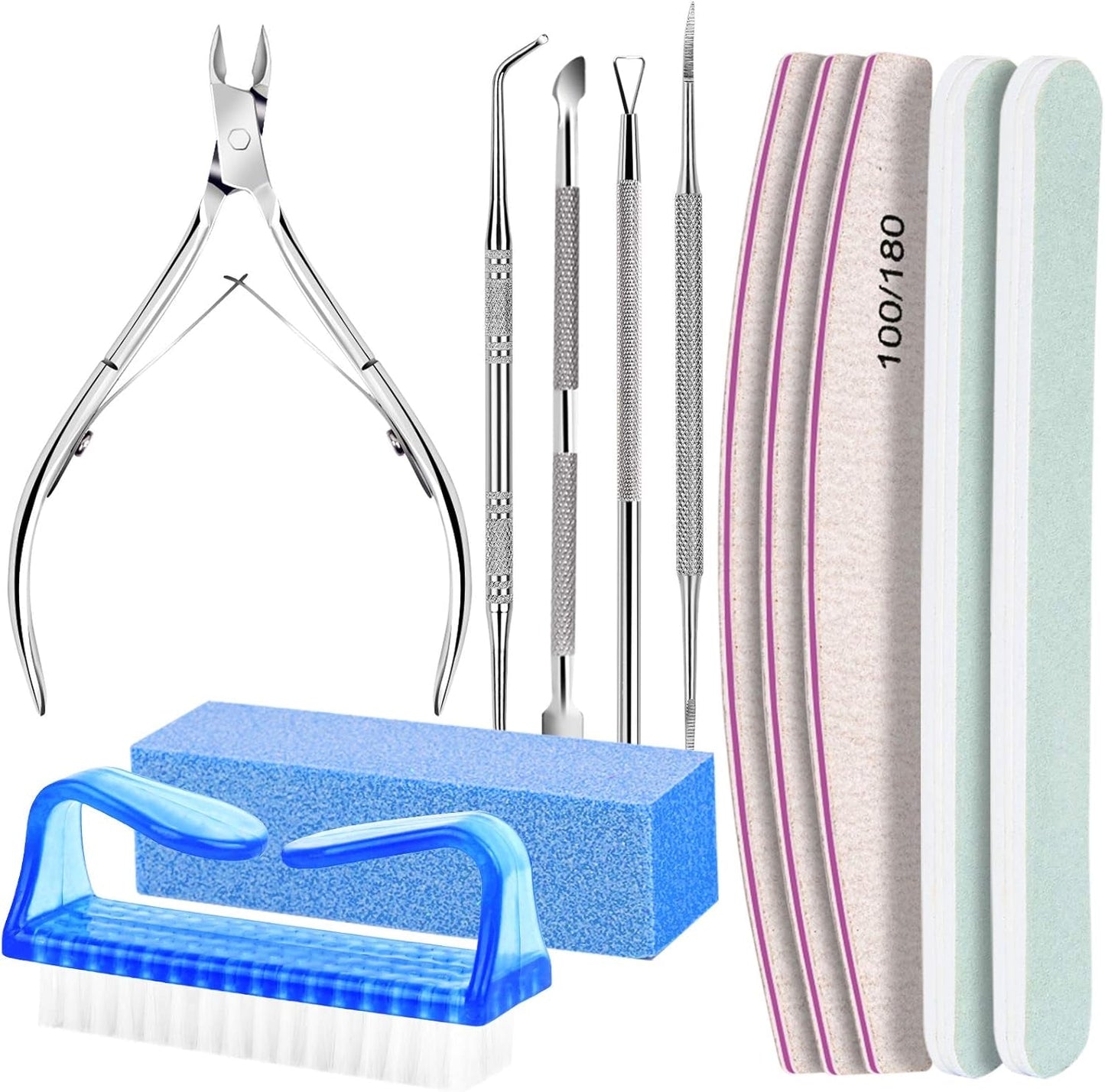 FANDAMEI Set de manicura, Buffer Für Nägel, Nagelfeile 100/180, Nagelfeilen Für Gelnägel, Nagelhautschieber, Buffer Für Gelnägel, Feilen Für Gelnägel, Nagelzange, Nagelfeilen Set, Maniküre & Pedicure Set
