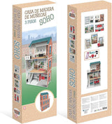 Casa de muñecas diseño Soho-Madera de 3 plantas con 8 muebles, dimensiones 120 x 33 x 75 cm (913D00181)