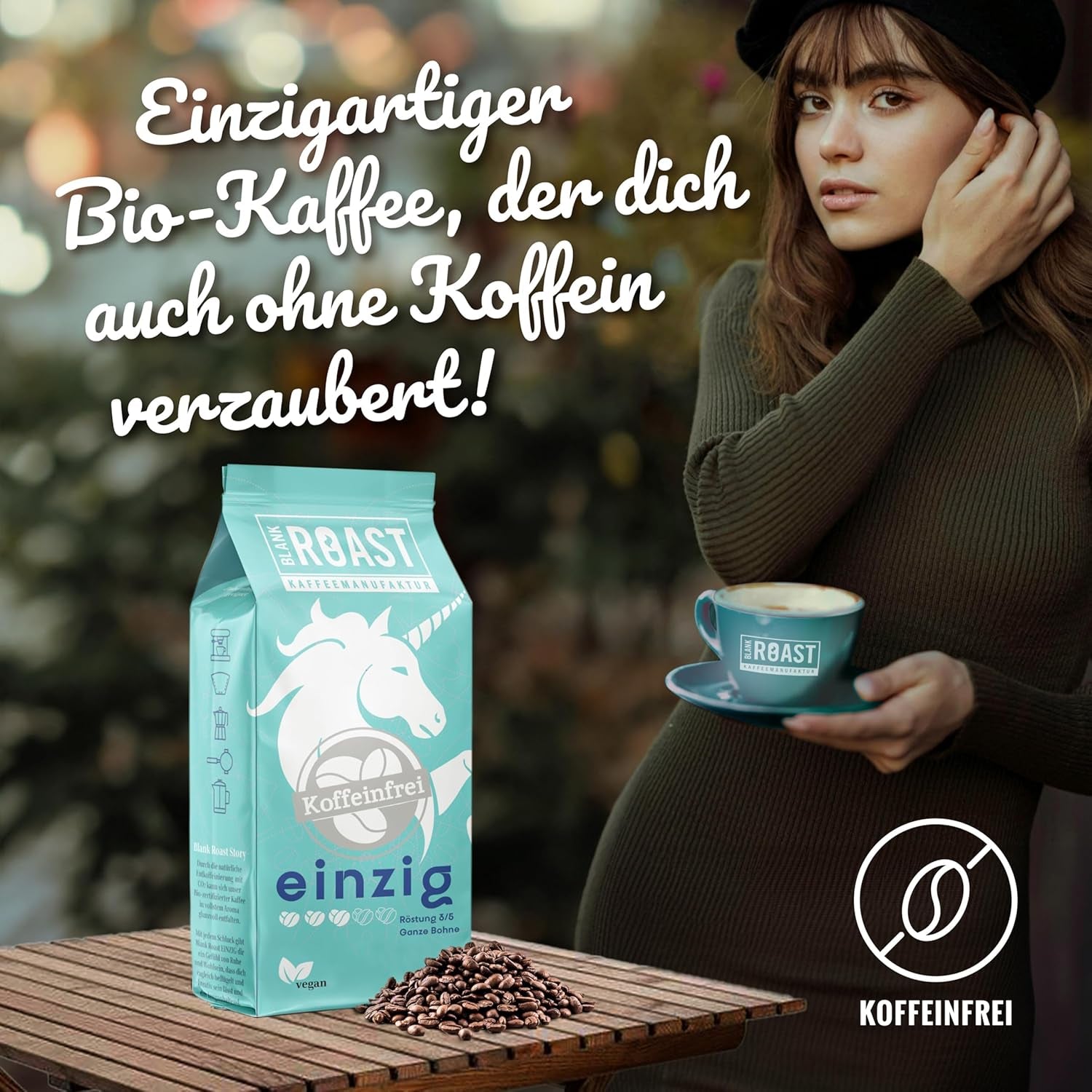 Blank Roast - EINZIG - 1kg - Kaffeebohnen kafeinfrei - 100% Arábica en Perú - schonend & umweltfreundlich entkoffeiniert - säurearm mit voller Crema - ideal für jede Zubereitungsart