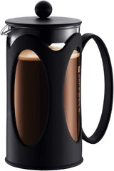 Cafetera Bodum Kenya - 1L / 8 Tazas - Prensa Francesa Manual Vidrio Borosilicato y Acero Inoxidable - Apta para Lavavajillas - Fabricada en Portugal