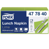 Tork 477840 Servilletas de almuerzo color lima / Servilletas de 2 capas para comidas pequeñas o refrigerios / Calidad avanzada / Servilletas de papel 10 x 200 (2000) / 32,6 x 33 cm (largo x ancho) / Pliegue 1/4