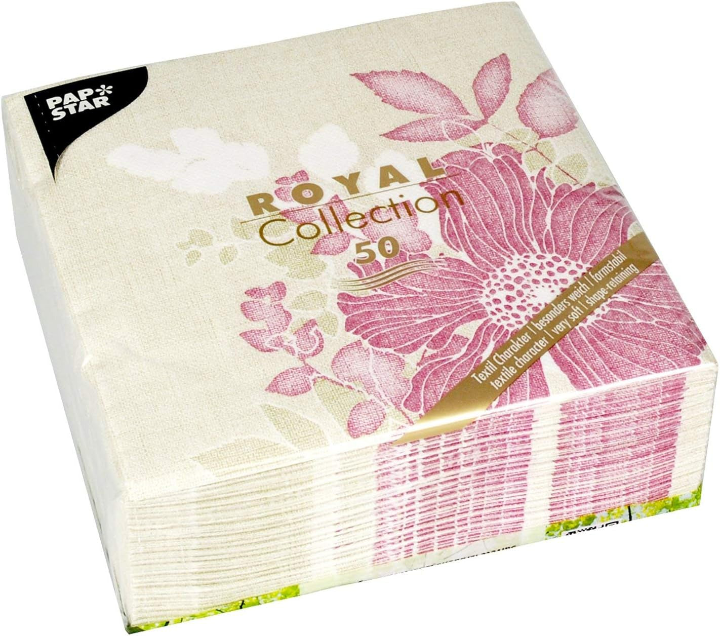 Papstar, 50 Servilletas "Colección ROYAL" Plegado 1/4 40 Cm X 40 Cm Fucsia "Annabel", #85015